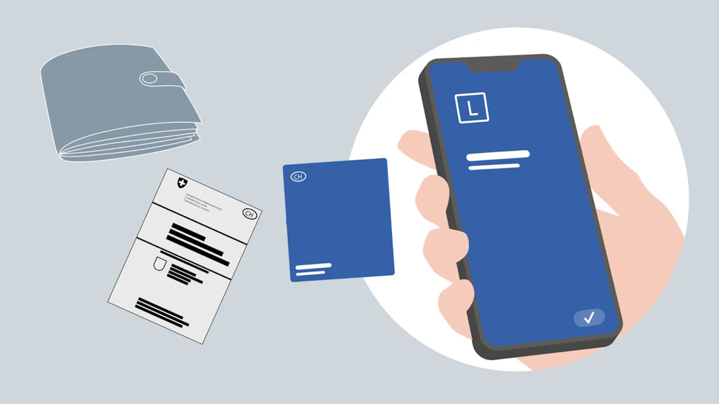 Brieftasche mit analogem Lernfahrausweis und Handy mit eLFA