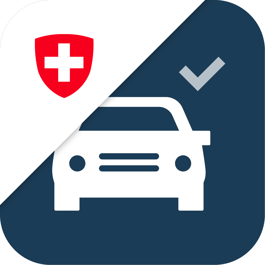 App Icon der LicenceCheck Web App (Auto mit Häckchen / oben links Schweizerwappen)