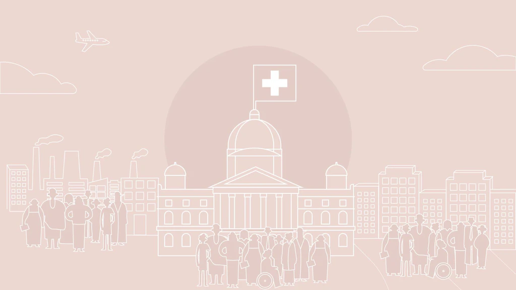 Palais fédéral, population, industries et entreprises en tant qu'utilisateurices et utilisateurs de l'infrastructure de confiance.